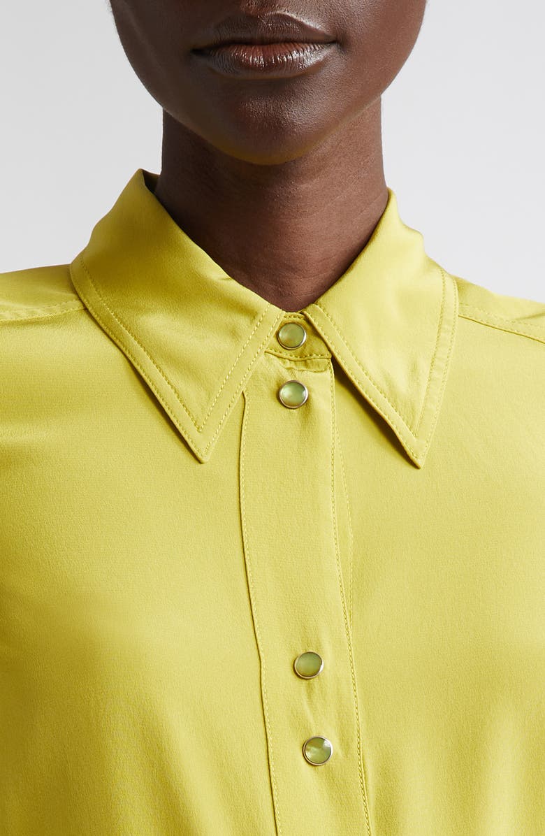 St. John Collection Silk Snap-Up Shirt, Alternate, color, 