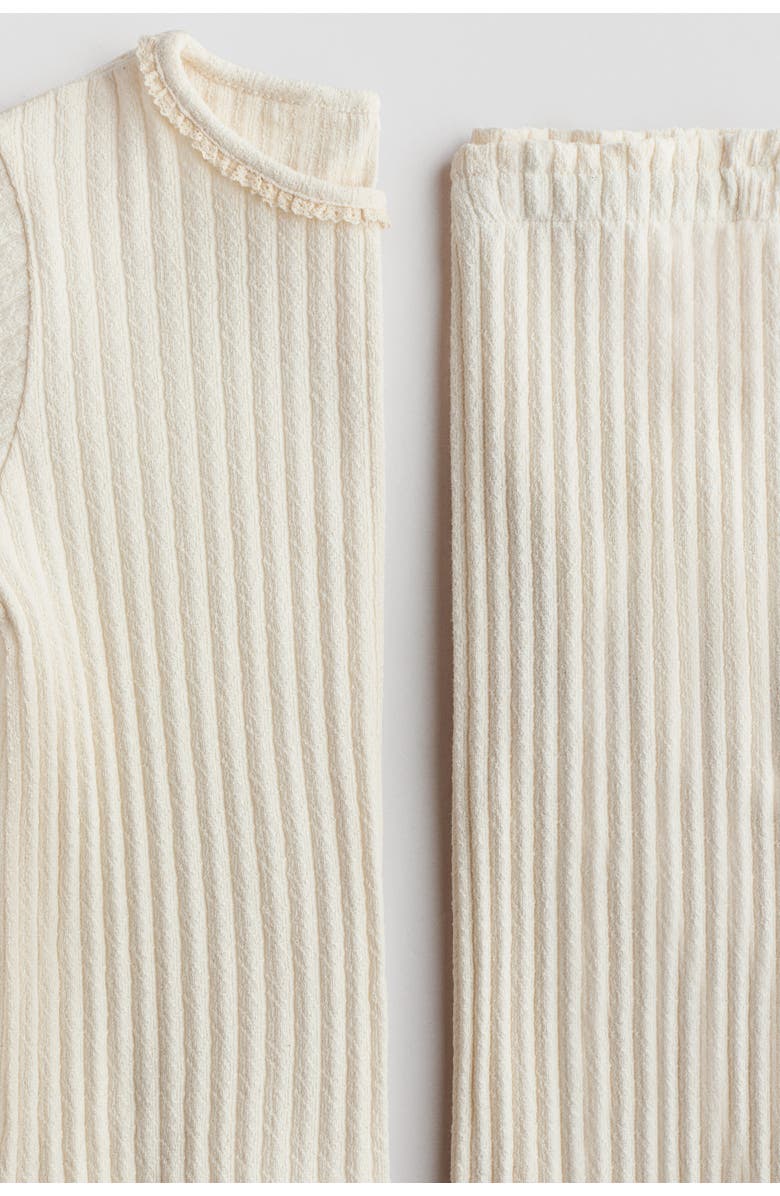H&M 2-piece Ribbed Cotton Set, Alternate, color, Light Beige