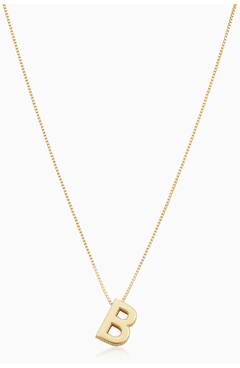 Oradina 14K Gold Love Letter Initial Necklace, Main, color, Letter B