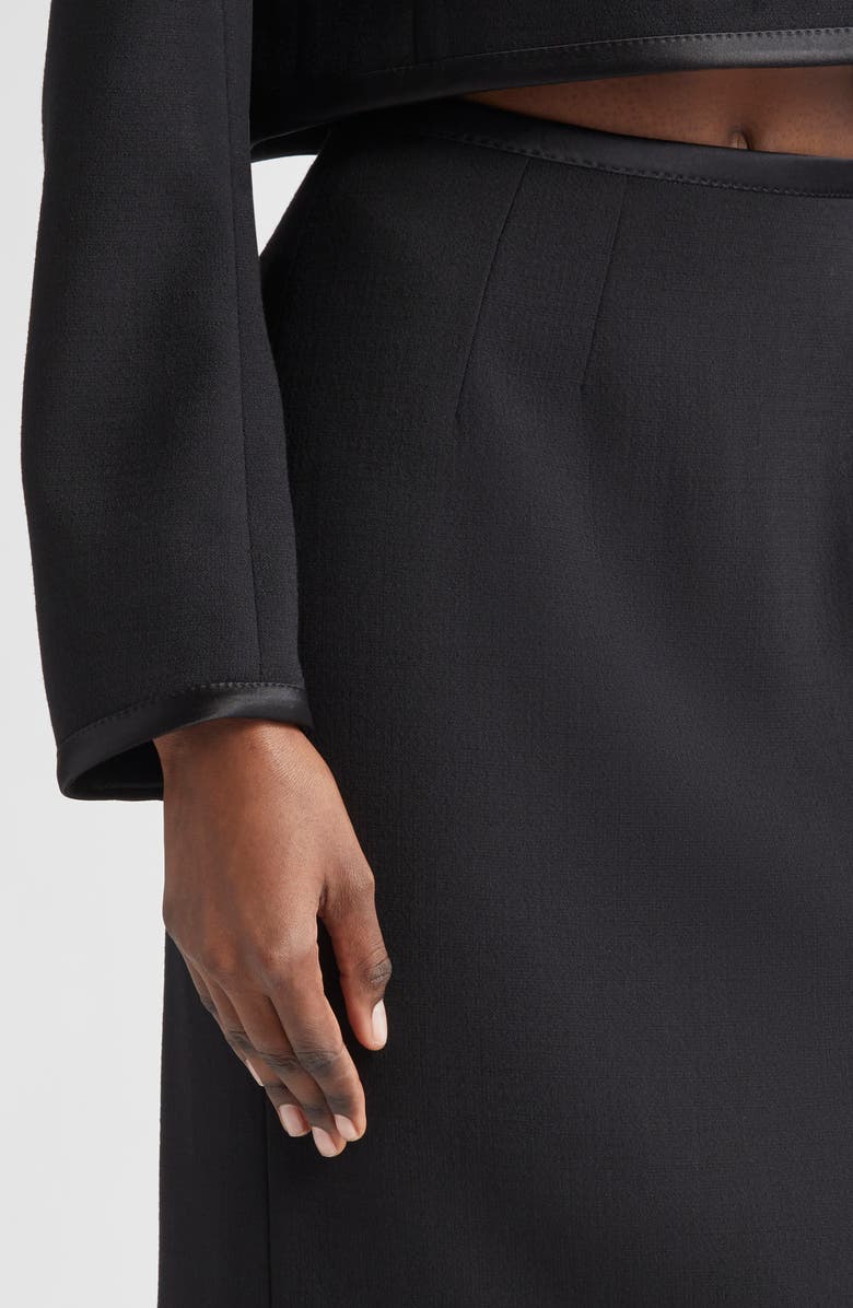 Dolce&Gabbana Satin Trim Stretch Crepe Pencil Skirt, Alternate, color, Nero