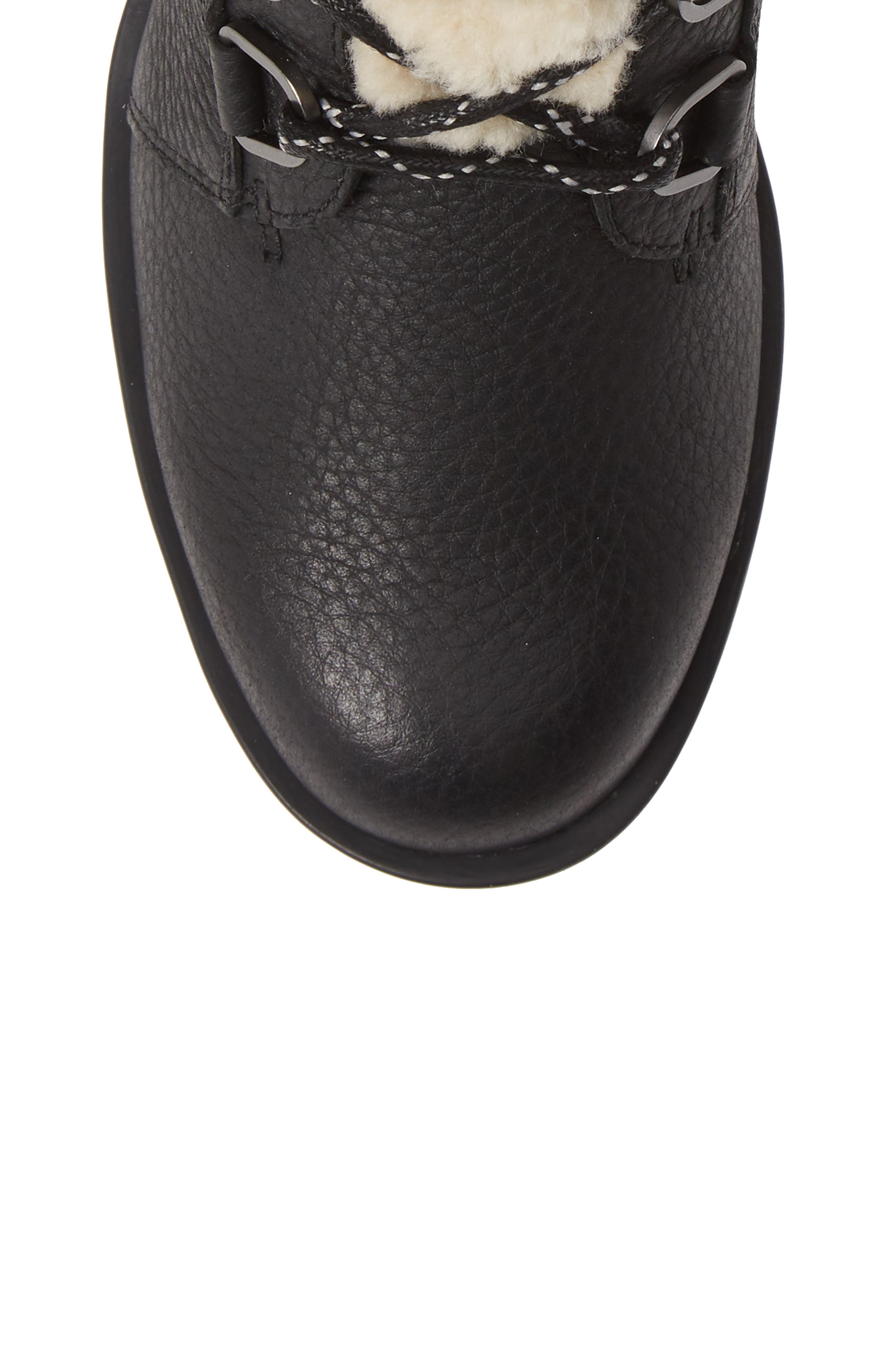 Phoenix Genuine Shearling Waterproof Bootie, Alternate, color, BLACK LEATHER