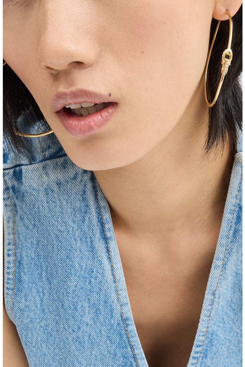 Pavé Interlocked C-Link Hoop Earrings, Alternate, color, GOLDEN SHADOW/GOLD