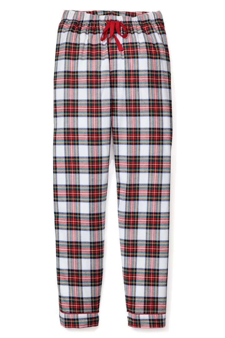 Balmoral Tartan Brushed Cotton Twill Pajama Pants, Alternate, color, WHITE