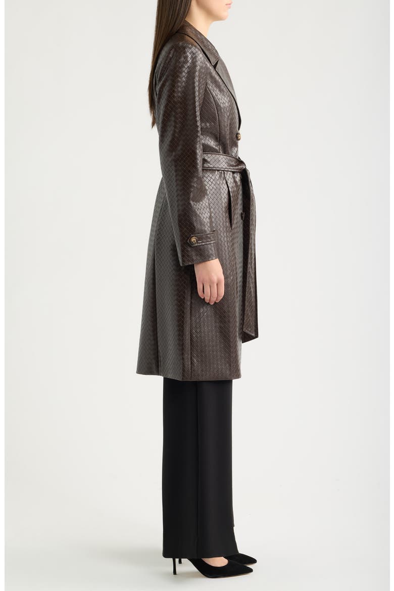 Embossed Faux Leather Trench Coat, Alternate, color, ESPRESSO