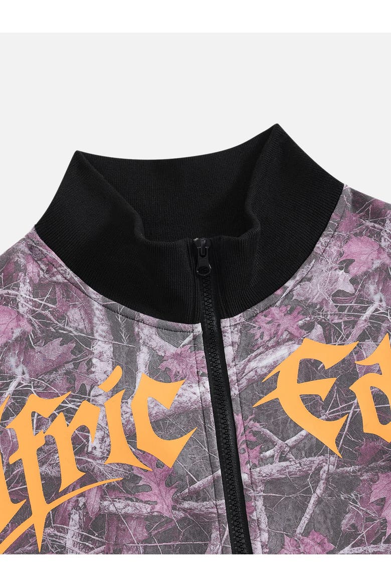 Boxy Camo Zip Up Sweatshirt, Alternate, color, Pink