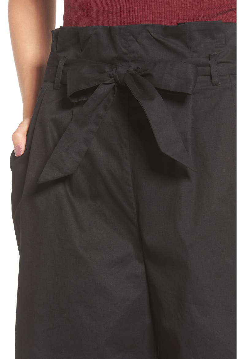 Paperbag Waist Wide Leg Pants, Alternate, color, BLACK