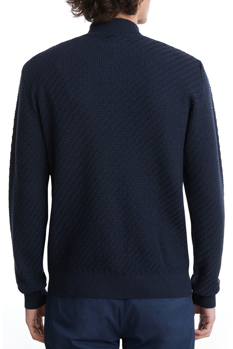 Light Gauge Merino Wool Zip Cardigan, Alternate, color, NAVY