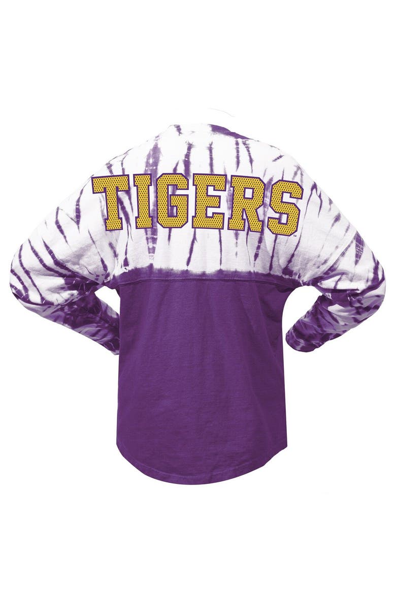 SPIRIT JERSEY Women's Purple LSU Tigers Tie-Dye Long Sleeve Jersey T-Shirt, Alternate, color, Purple