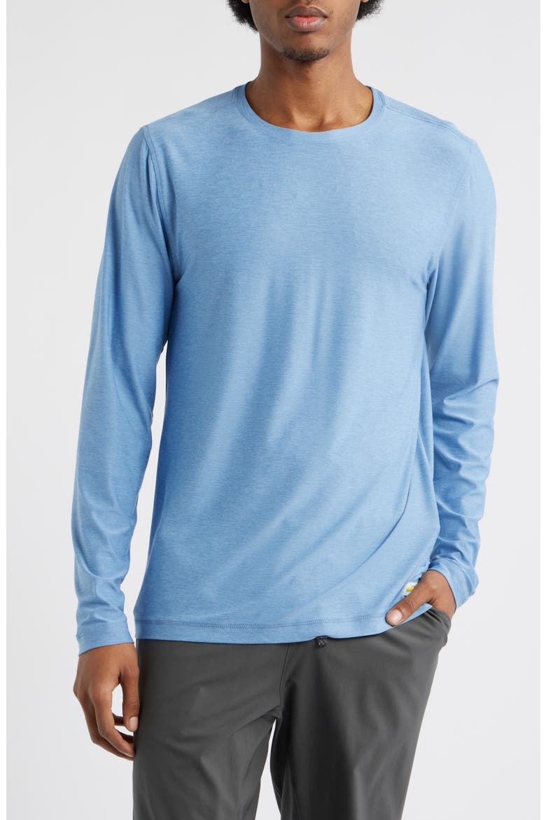 Long Sleeve Strato Tech Tee, Main, color, ISLE BLUE HEATHER