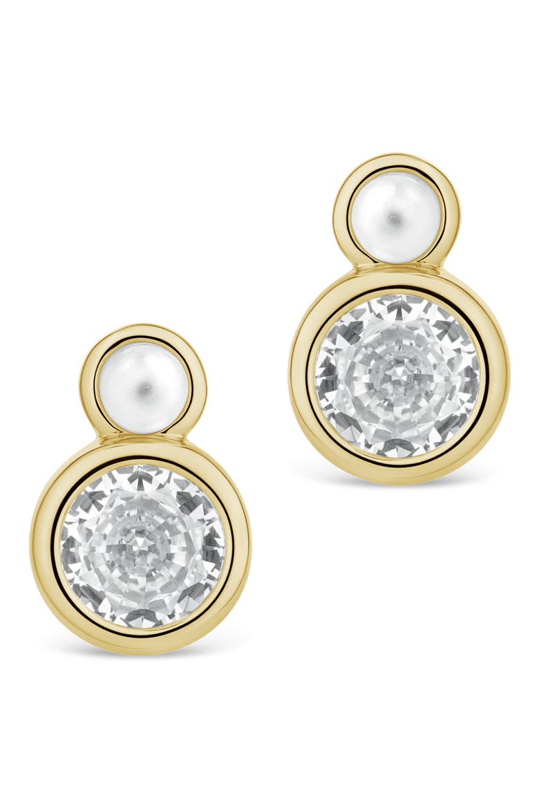 Helga Cultured Pearl & Crystal Stud Earrings, Alternate, color, GOLD