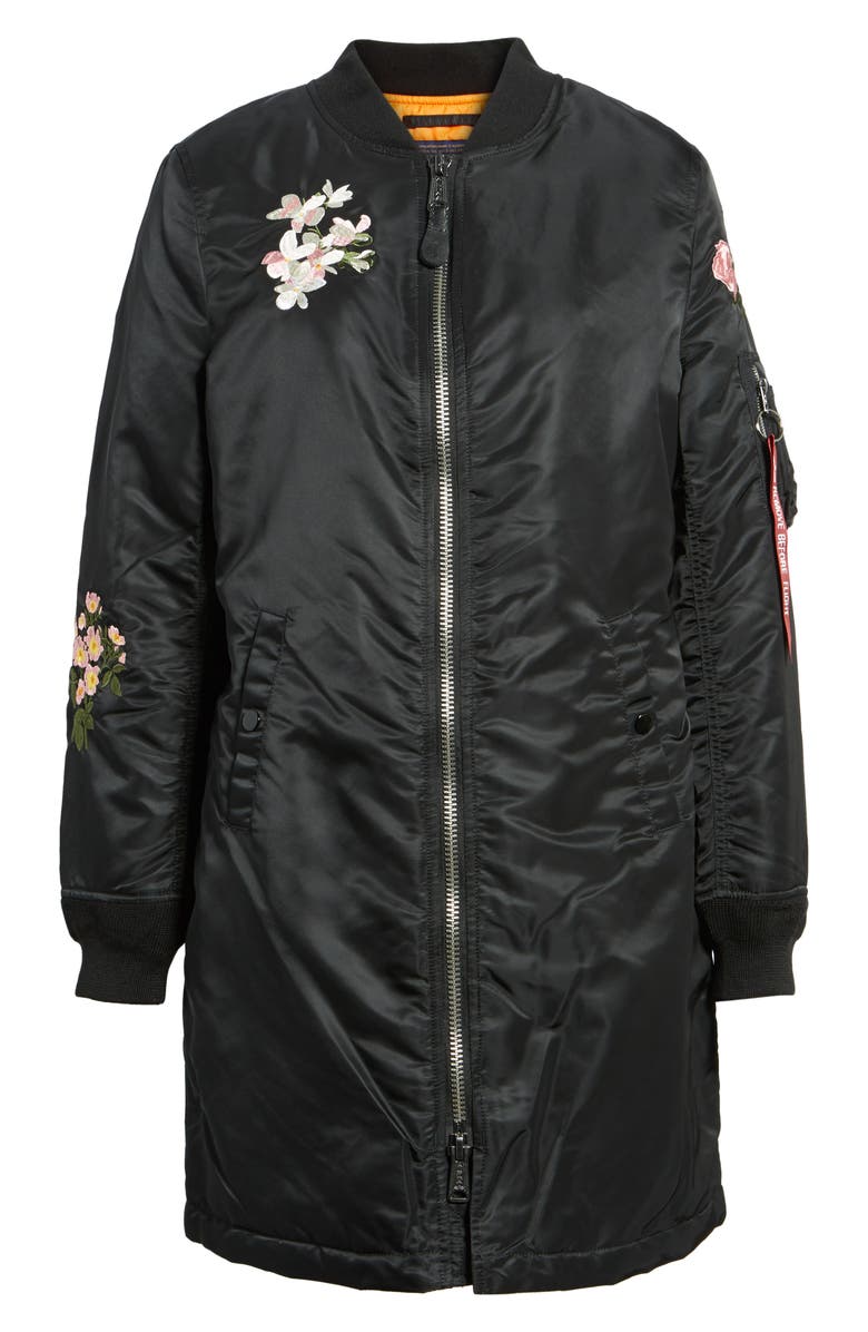 Alpha Industries Long Souvenir Illusion MA-1 Jacket, Alternate, color, Black