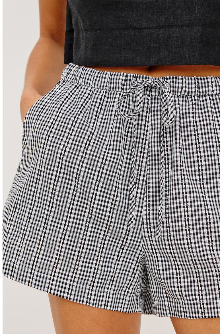 Jenner Gingham Cotton Drawstring Shorts, Alternate, color, BLACK GINGHAM
