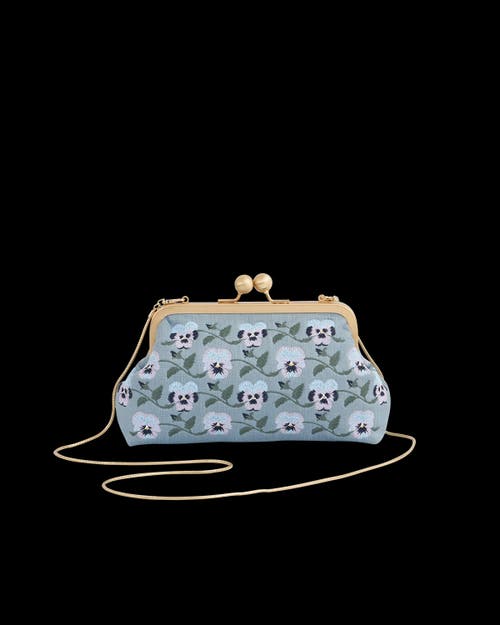 Fable England Pansy Victoriana Clutch Blue In Blue