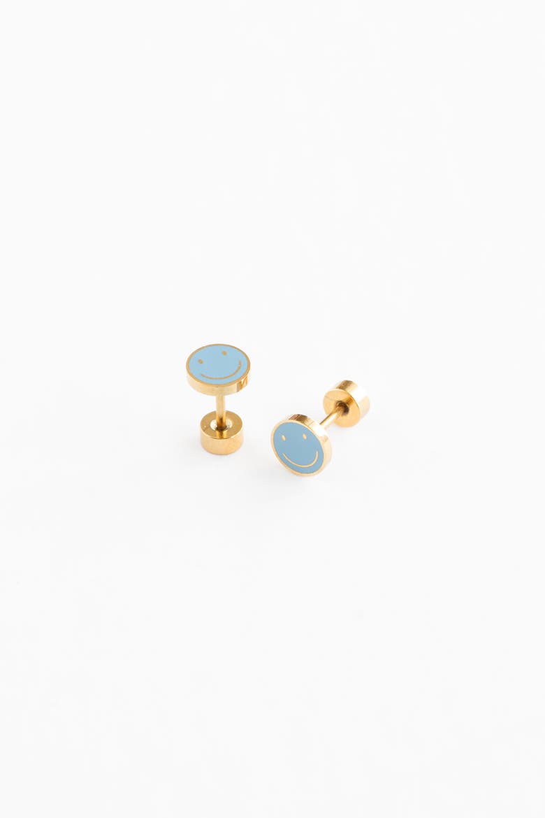 Smile Stud Earrings, Alternate, color, Blue