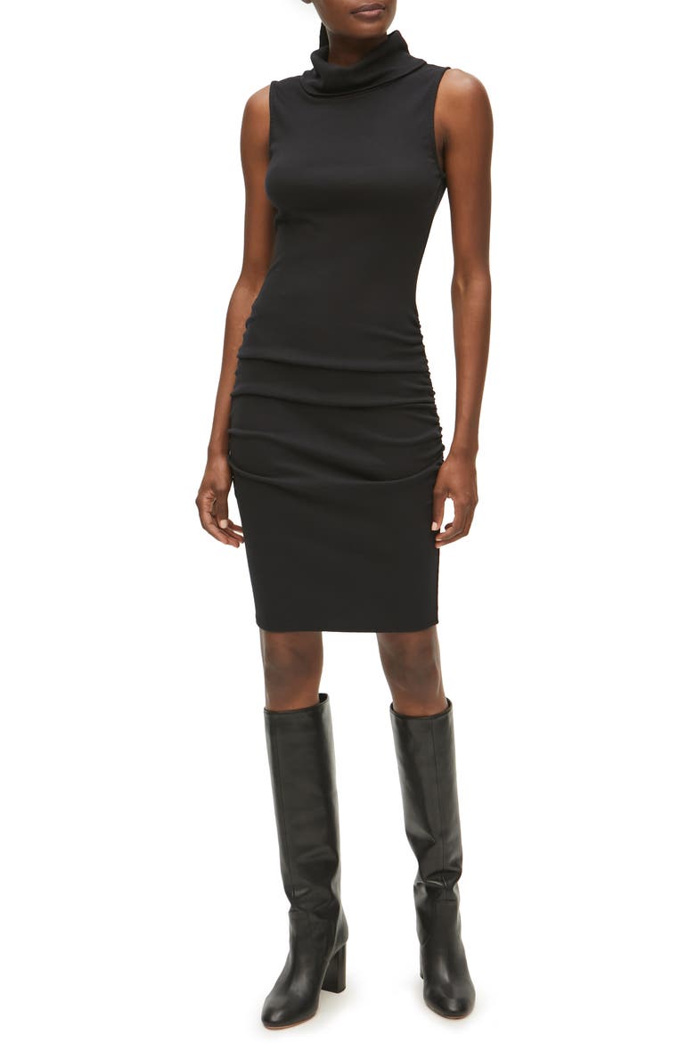 Macy Sleeveless Stretch Cotton Blend Body-Con Dress, Alternate, color, BLACK