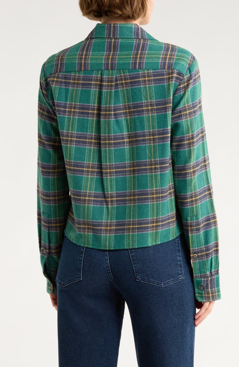 CISSA The Bib Plaid Cotton Button-Up Shirt, Alternate, color, Green Plaid