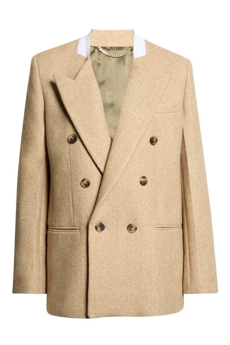 Beatrice Double Breasted Wool Blend Mélange Blazer, Main, color, CAMEL MELANGE