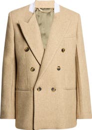 Victoria Beckham Beatrice Double Breasted Wool Blend Mélange Blazer