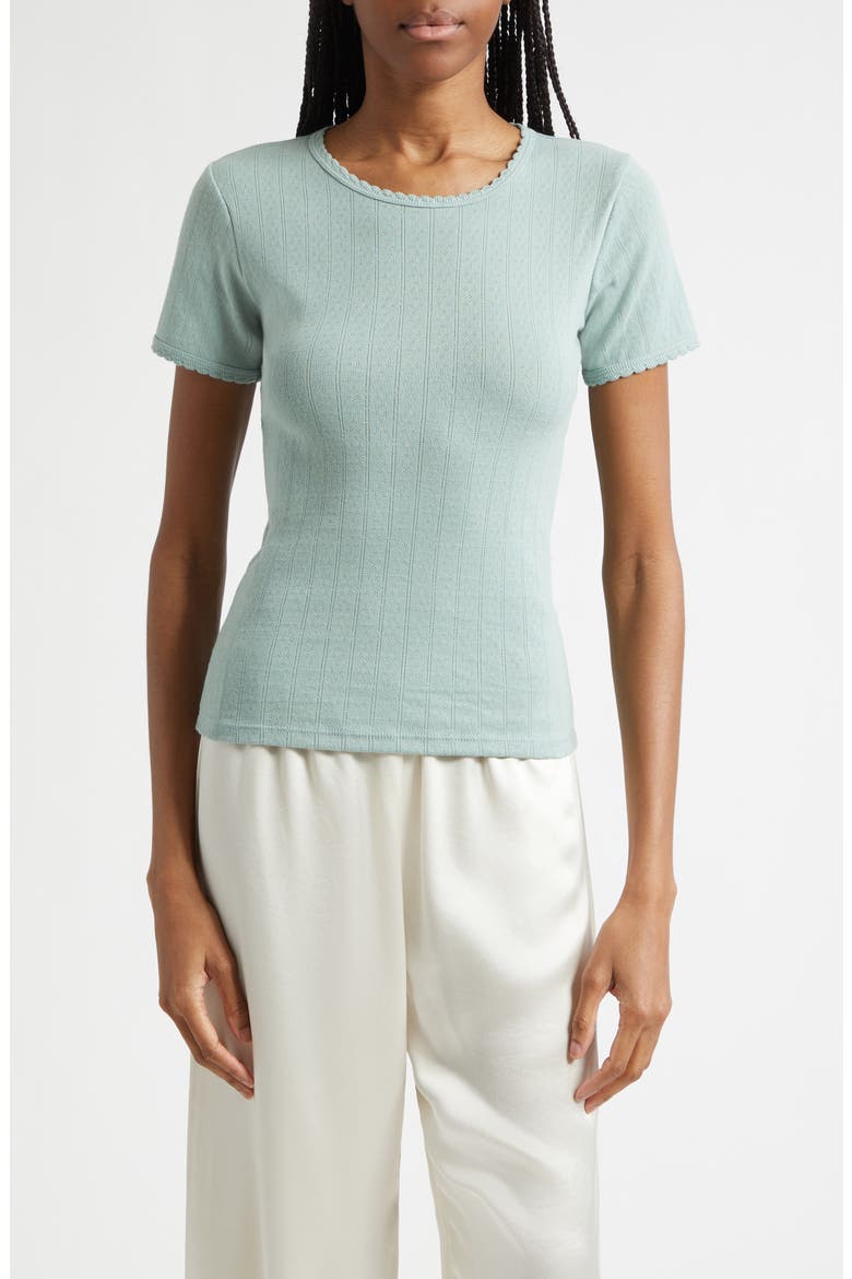 Cotton Pointelle Slim Fit T-Shirt, Main, color, EUCALYPTUS