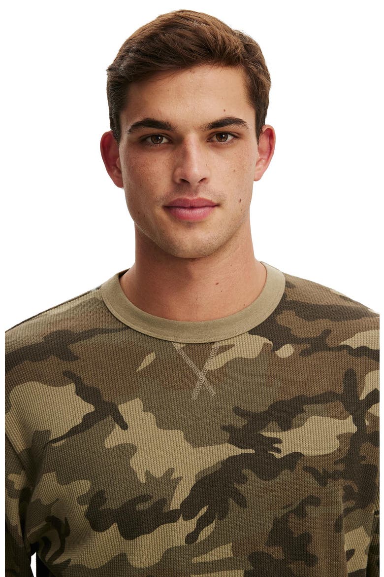 Men's Cropped Fit Textured Long Sleeve, Alternate, color, Camo Waffle