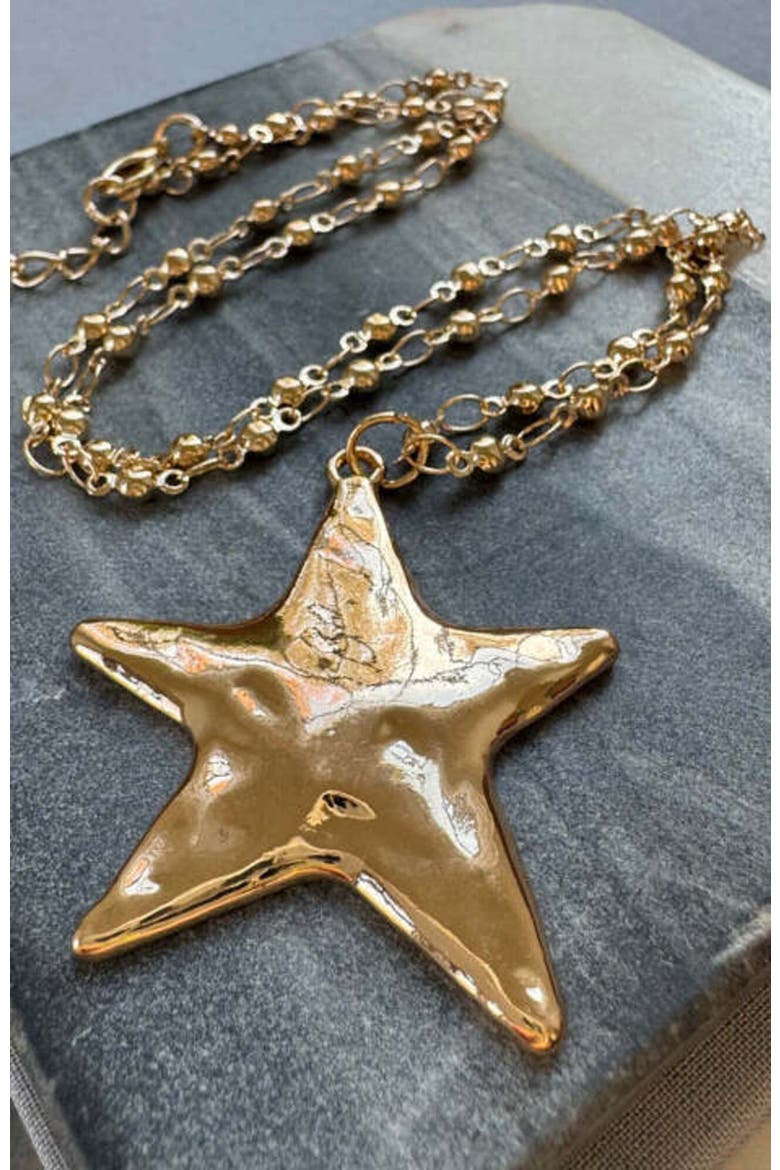 Textured Star Necklace, Alternate, color, Gold