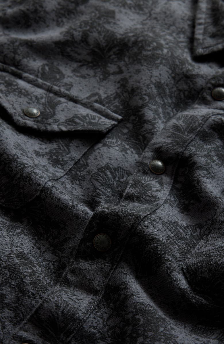 John Varvatos Mar Floral Flannel Snap-Up Western Shirt, Alternate, color, 