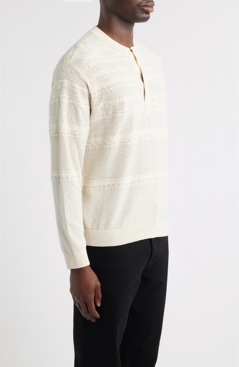 Emporio Armani Textured Knit Henley Sweater, Alternate, color, Cream