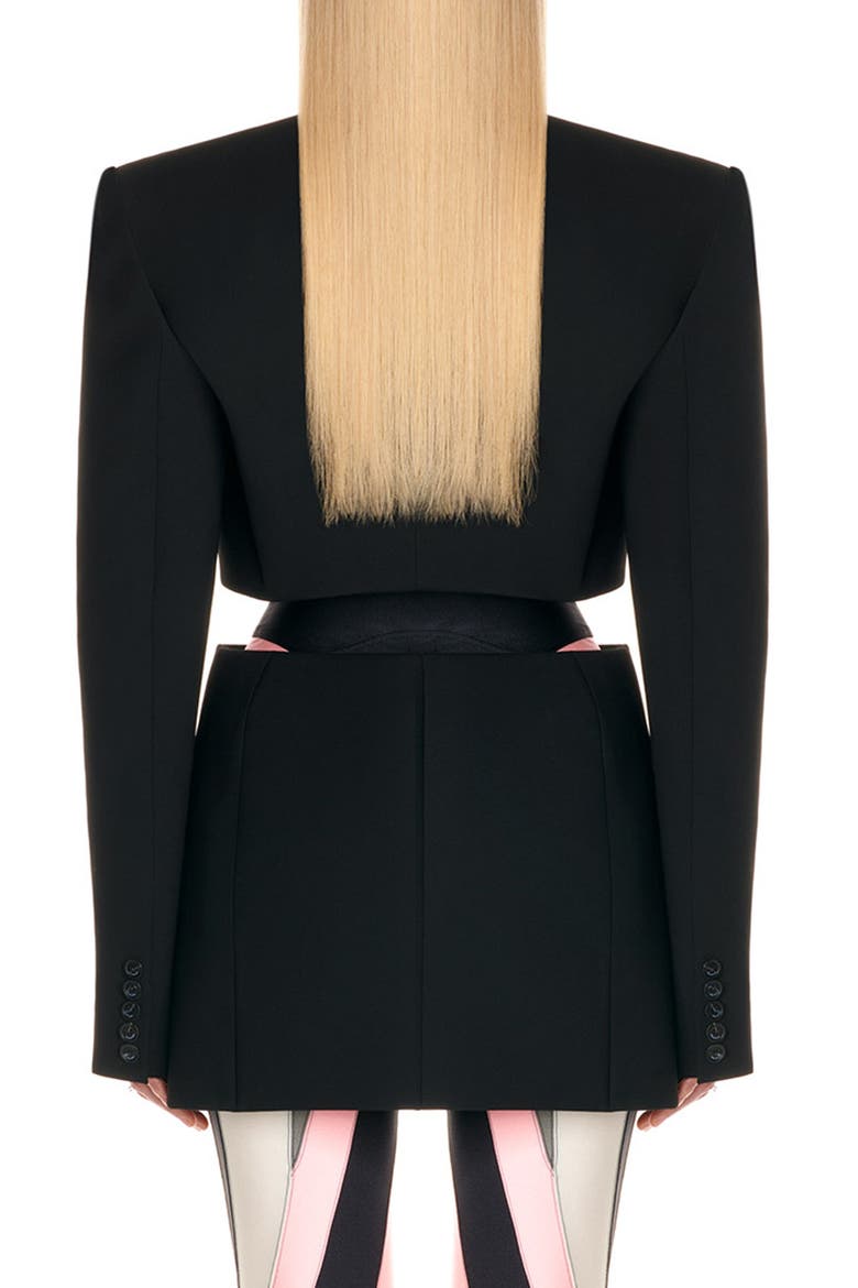 Cutout Wool Jacket, Alternate, color, BLACK