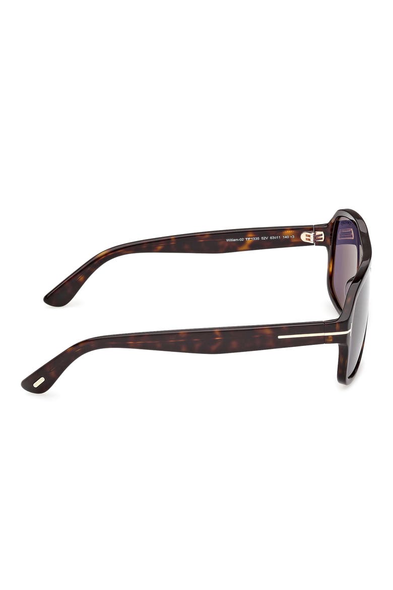 William 0-2 63mm Oversize Navigator Sunglasses, Alternate, color, DARK HAVANA / BLUE