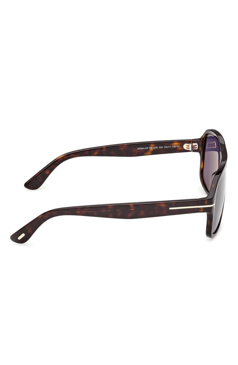 TOM FORD William 0-2 63mm Oversize Navigator Sunglasses, Alternate, color, Dark Havana / Blue