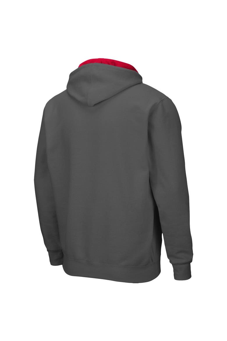 Men's Colosseum Charcoal Rutgers Scarlet Knights Arch & Logo 3.0 Full-Zip Hoodie, Alternate, color, Charcoal