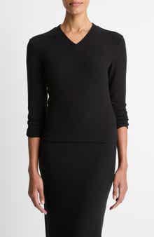 Vince Cozy Rib High V-Neck Top