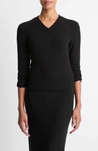 Vince Cozy Rib High V-Neck Top