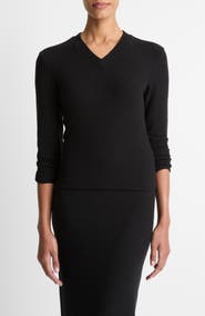 Vince Cozy Rib High V-Neck Top