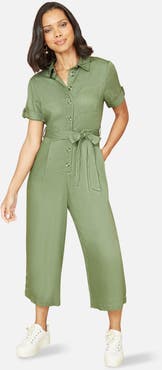 Yumi Structured Belted Cropped Jumpsuit
