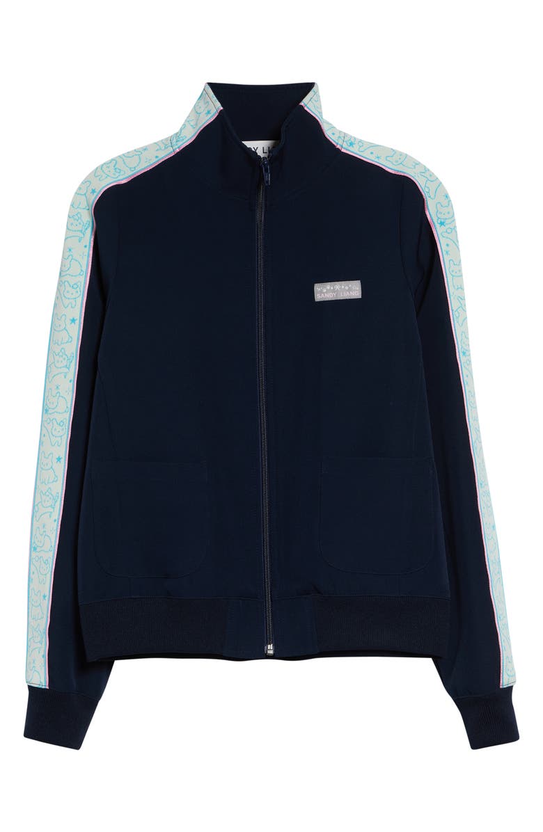 Sandy Liang Lia Side Stripe Jacket, Alternate, color, Navy