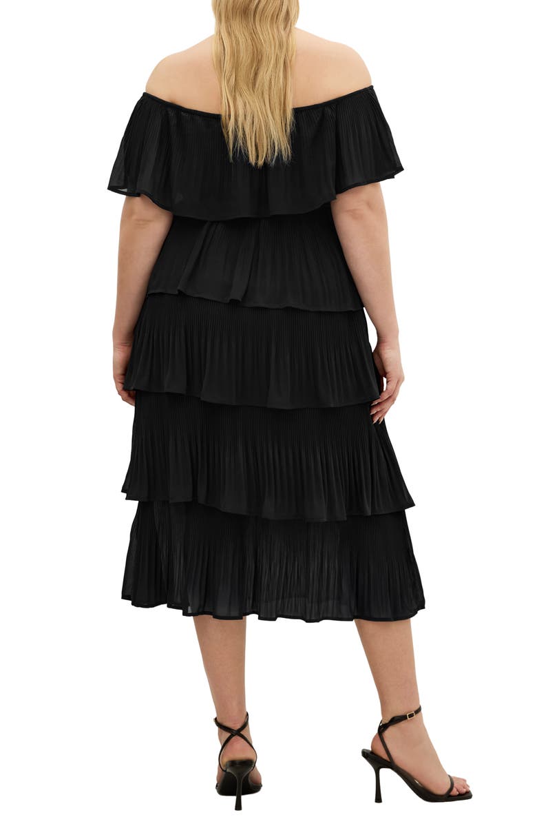 City Chic Night Garden Off the Shoulder Tiered Dress, Alternate, color, 