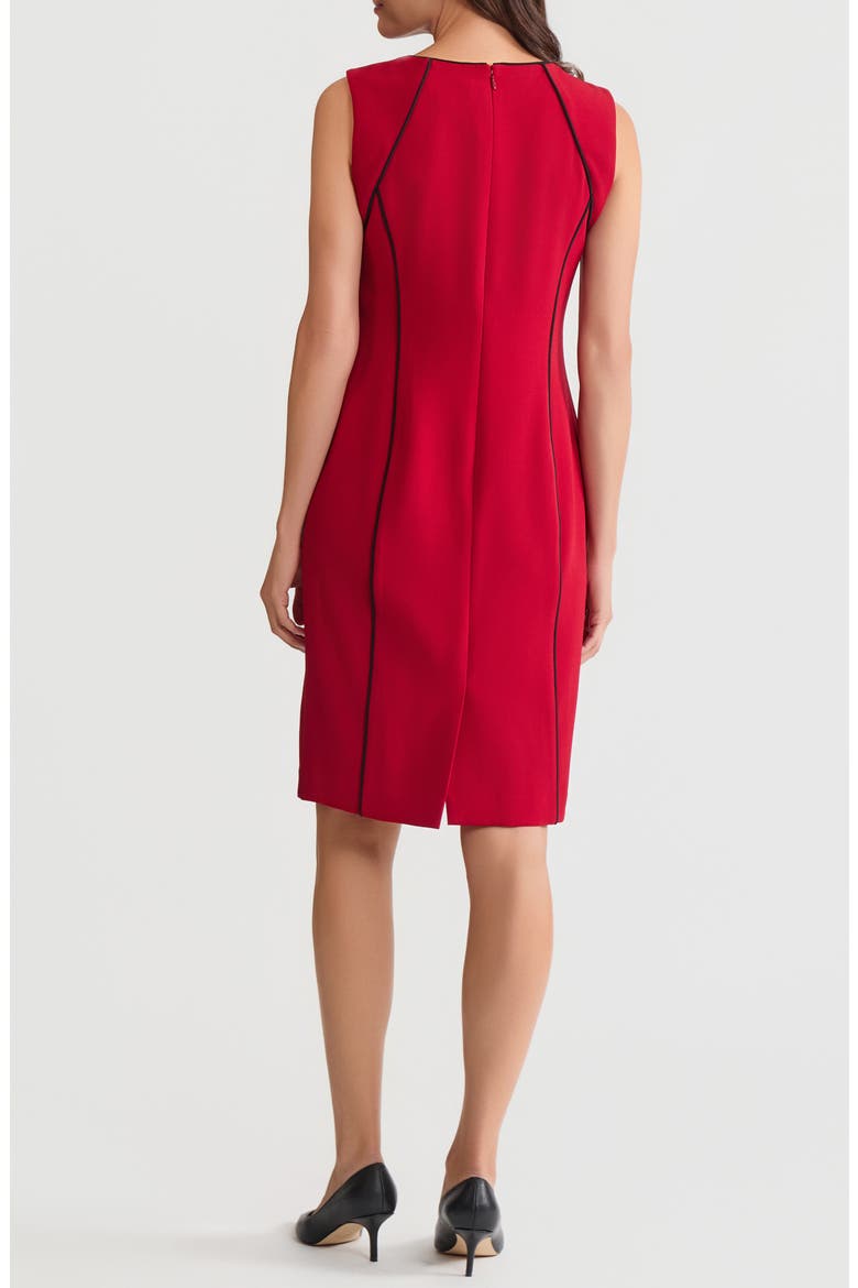 Piping Sleeveless Sheath Dress, Alternate, color, FIRE RED/ BLACK