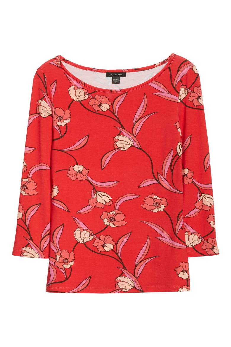 Spring Floral Jersey Top, Alternate, color, POPPY MULTI