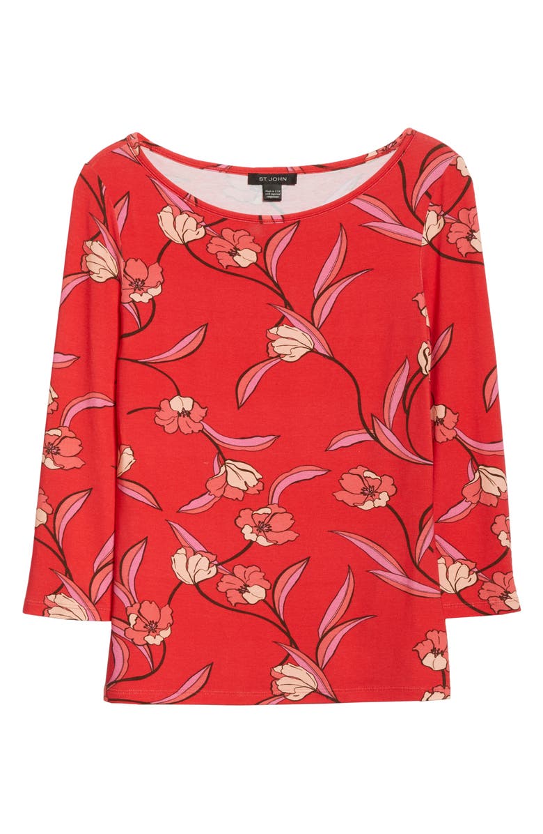 St. John Collection Spring Floral Jersey Top, Alternate, color,