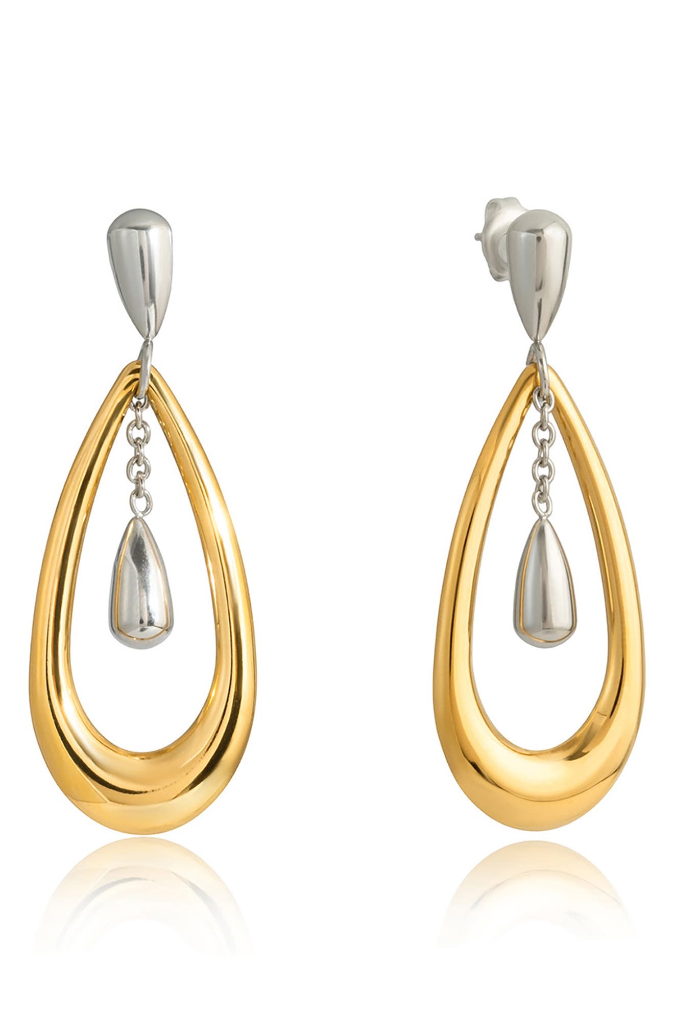 Two-Tone Luxe Drop Earrings