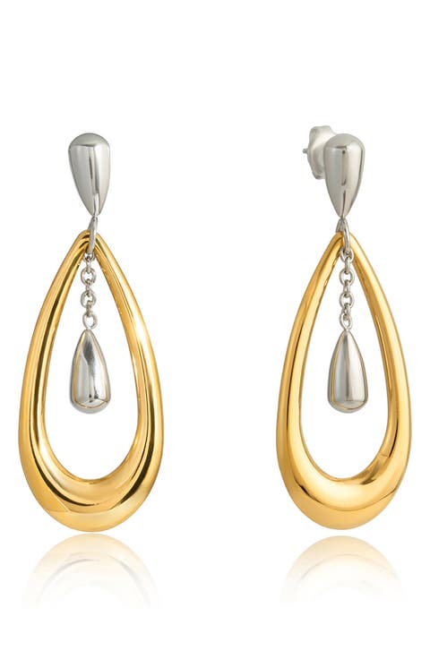 Two-Tone Luxe Drop Earrings
