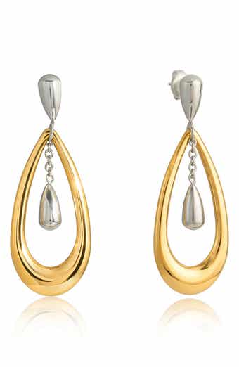 Two-Tone Luxe Drop Earrings