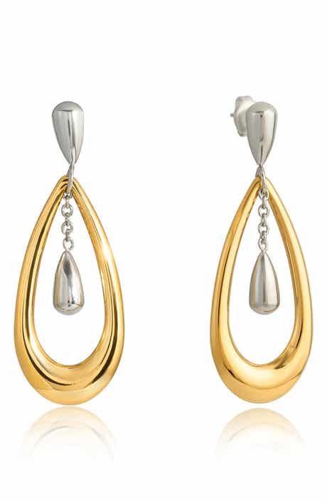 Two-Tone Luxe Drop Earrings
