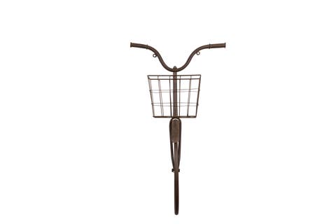 Distressed Rust Bike Shaped Metal Wall Décor with Basket
