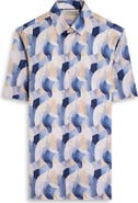 Bugatchi Vero Shaped Fit Abstract Print Short Sleeve Stretch Cotton Button-Up Shirt