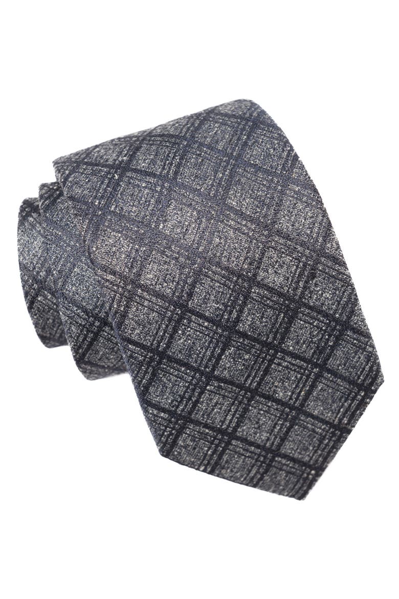 Empoli - Extra Long Silk Jacquard Tie for Men, Main, color, Slate Grey