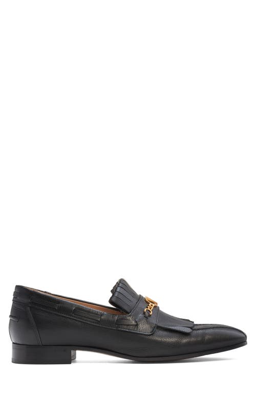 Valentino Vlogo Signature Kidskin Loafer With Fringes In Nero
