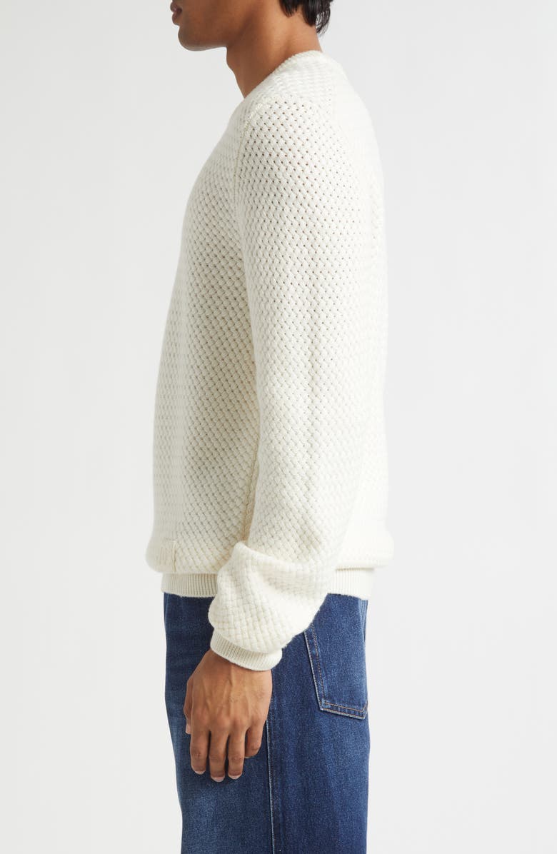 Dolce&Gabbana Virgin Wool Waffle Knit Sweater, Alternate, color, W4335 Bianco Brillante