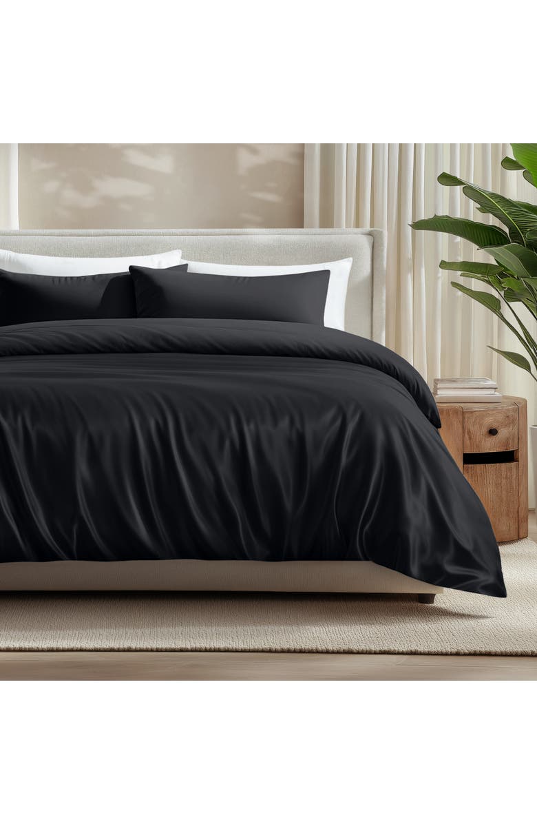 Bare Home Cooling Rayon Duvet Cover Set, Alternate, color, Black